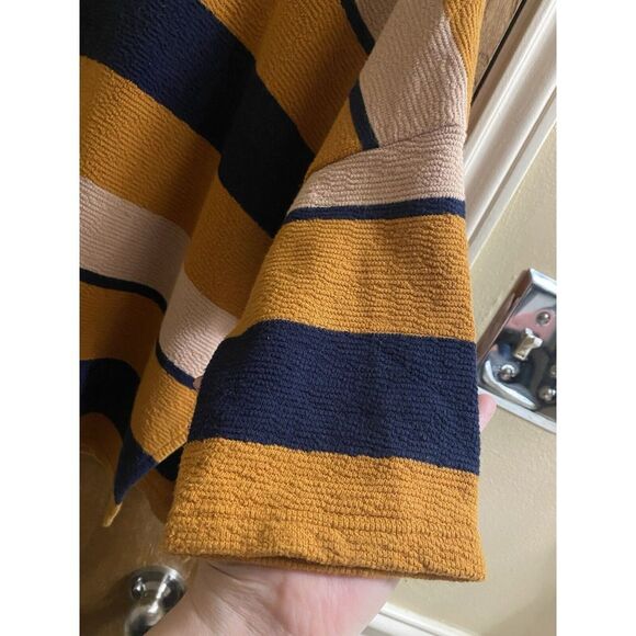 BDG Urban Outfitters Oversized Yellow/Navy Striped 100% Cotton Crop Blouse Sz S - Picture 6 of 10